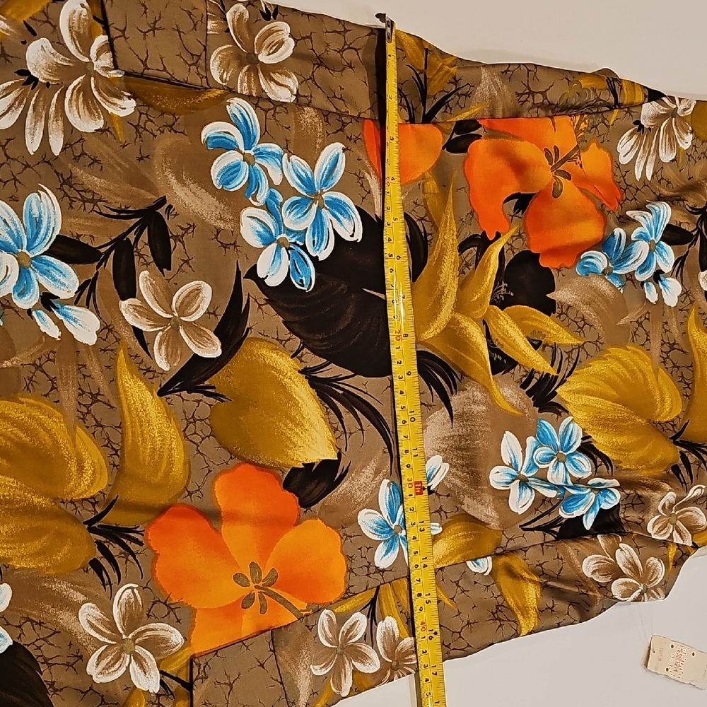 Vintage NWT Sears Hawaiian Sleeveless Midi Dress Orange, Blue & Tan Floral Sz 10 - Picture 9 of 9